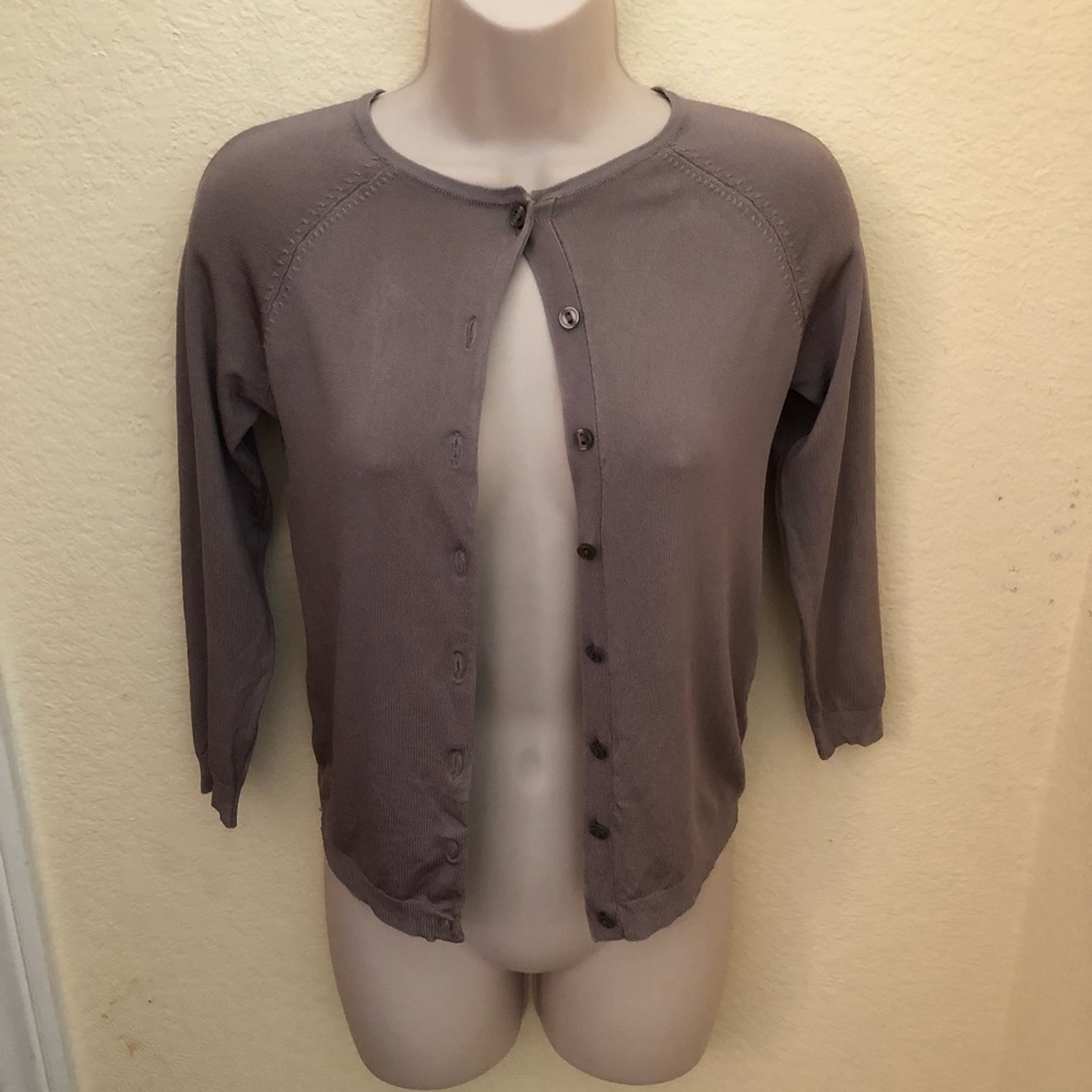 zara beige button down sweater, small - Picture 3 of 11